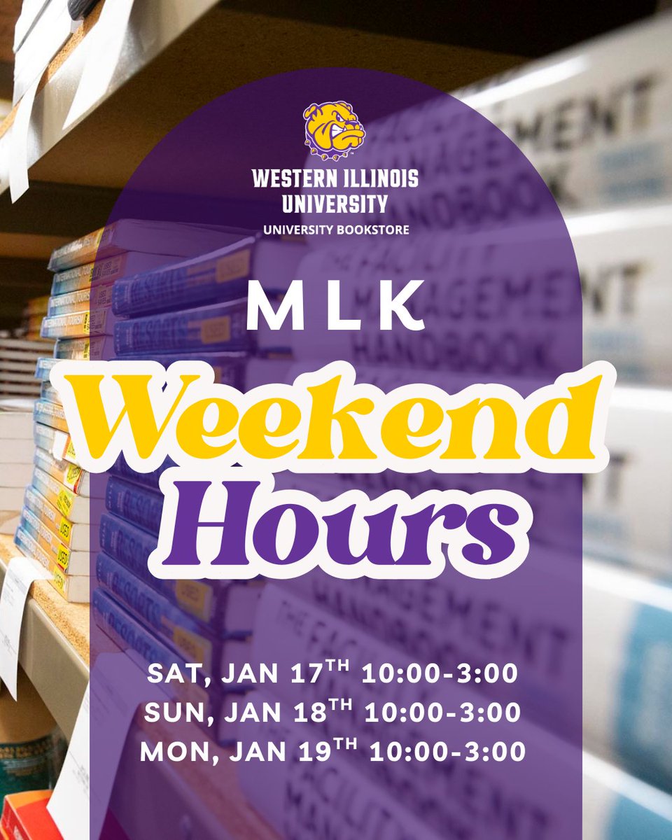 WIUBookstore's tweet photo. We will be open Sat, Sun and Mon from 10-3. Order your textbooks online and pick up in store to avoid lines.
#wiu #wiubookstore #movein #textbooks #store #hours https://t.co/QiuNflanRn