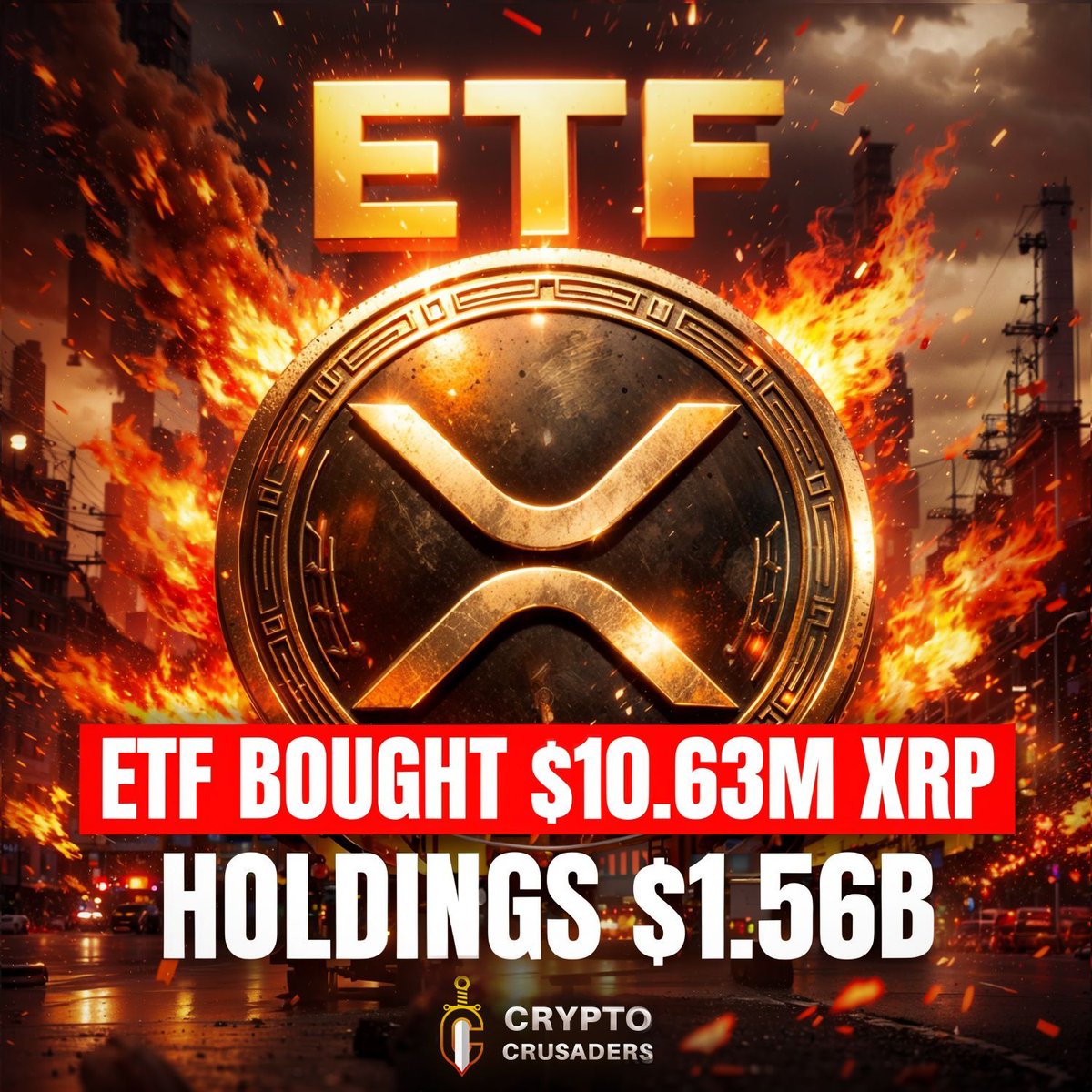 BULLISH! ETF clients buy $10.63 million worth of $XRP, bringing total  ETF-held net assets to $1.56 billion.