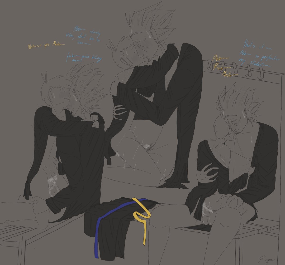 Rogue00137's tweet photo. their secret in the locker room 💙💛
my OC's Rick K-021 x Morty E-021 🥋
#rickorty https://t.co/8s9j9dlXEb