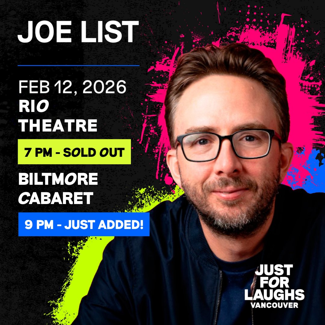 JFLVancouver's tweet image. SECOND SHOW ADDED! 🚨
Second chances don’t come often — grab your tickets NOW to Joe List’s late show! 
🎟️ jflvancouver.com

#JFLVAN #JustForLaughs