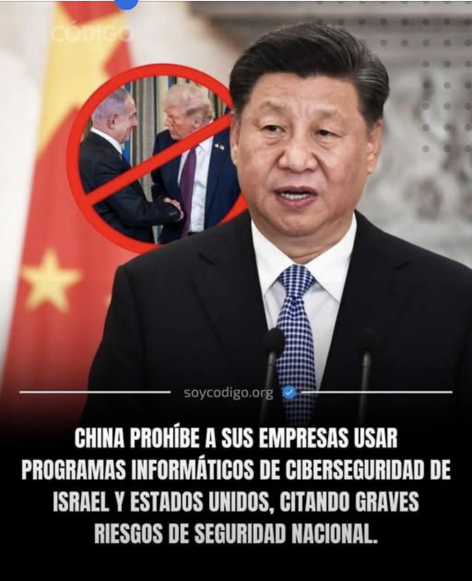 🚨¡China rompe cadenas digitales en plena guerra tecnológica!
PEKÍN DA UN GOLPE DECISIVO A LA HEGEMONÍA TECNOLÓGICA OCCIDENTAL.
Las autoridades chinas han ORDENADO de forma tajante a todas sus empresas NACIONALES DEJAR DE USAR programas de ciberseguridad procedentes de ESTADOS