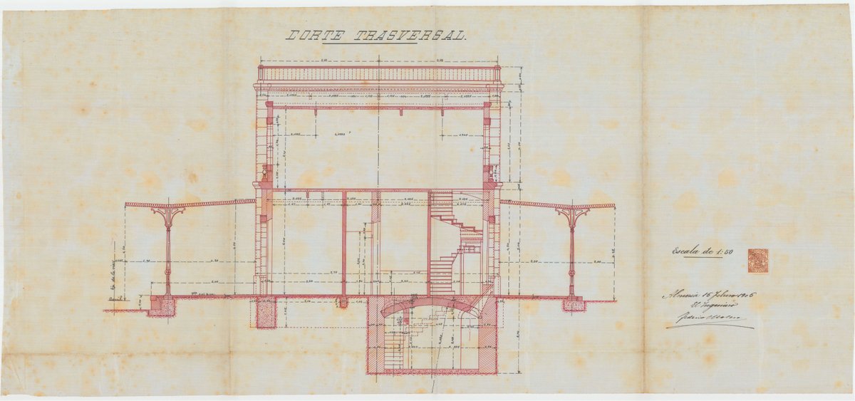 Hoy hemos seleccionado de nuestra publicación 🚂“Un viaje en #tren por la Andalucía histórica” este corte transversal con escaleras planta sótano de la estación de #Granada del año 1906
juntadeandalucia.es/institutodeest…