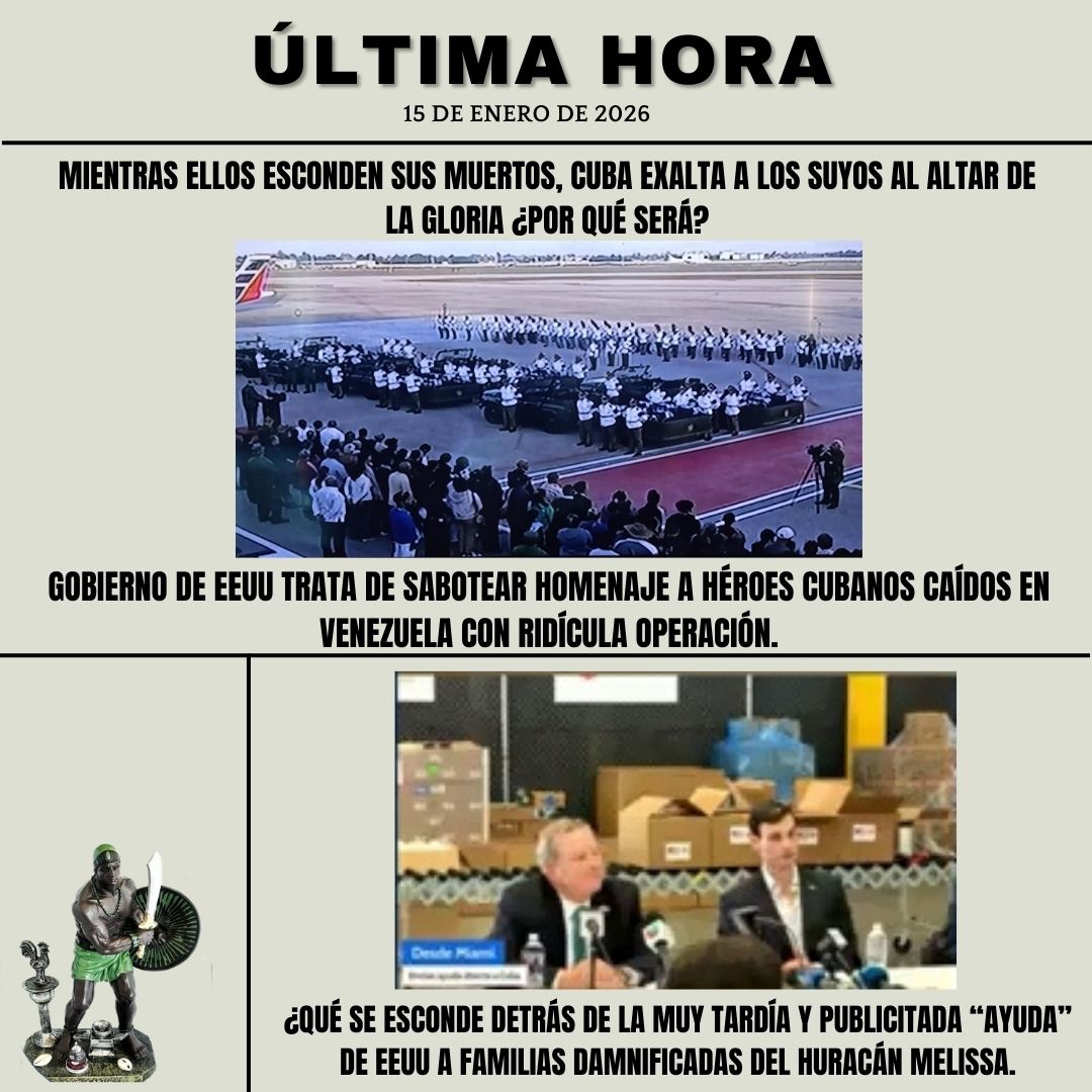 Mientras EEUU esconde sus muertos en combate en #Venezuela, #Cuba exalta los suyos al altar de la gloria. Gobierno de EEUU trata de sabotear homenaje a héroes cubanos con ridícula operación ¿Qué se esconde tras tardía y publicitada “ayuda” por Melissa. Hoy en YouTube.