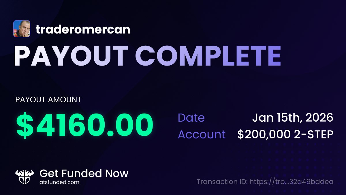 traderomercan's tweet image. 2-3 haftadır @atsfunded üzerinden trade ediyorum $200.000 dolarlık fonu önce canlı hesaba geçirdim sonra $5000 dolar civarı kâr yaptım onu da son bitcoin işlemi sağolsun onunla hallettim. Bugün de 4200 dolar payout çektim. Firma özelinde konuşmam gerekirse gayet iyi herhangi bir…