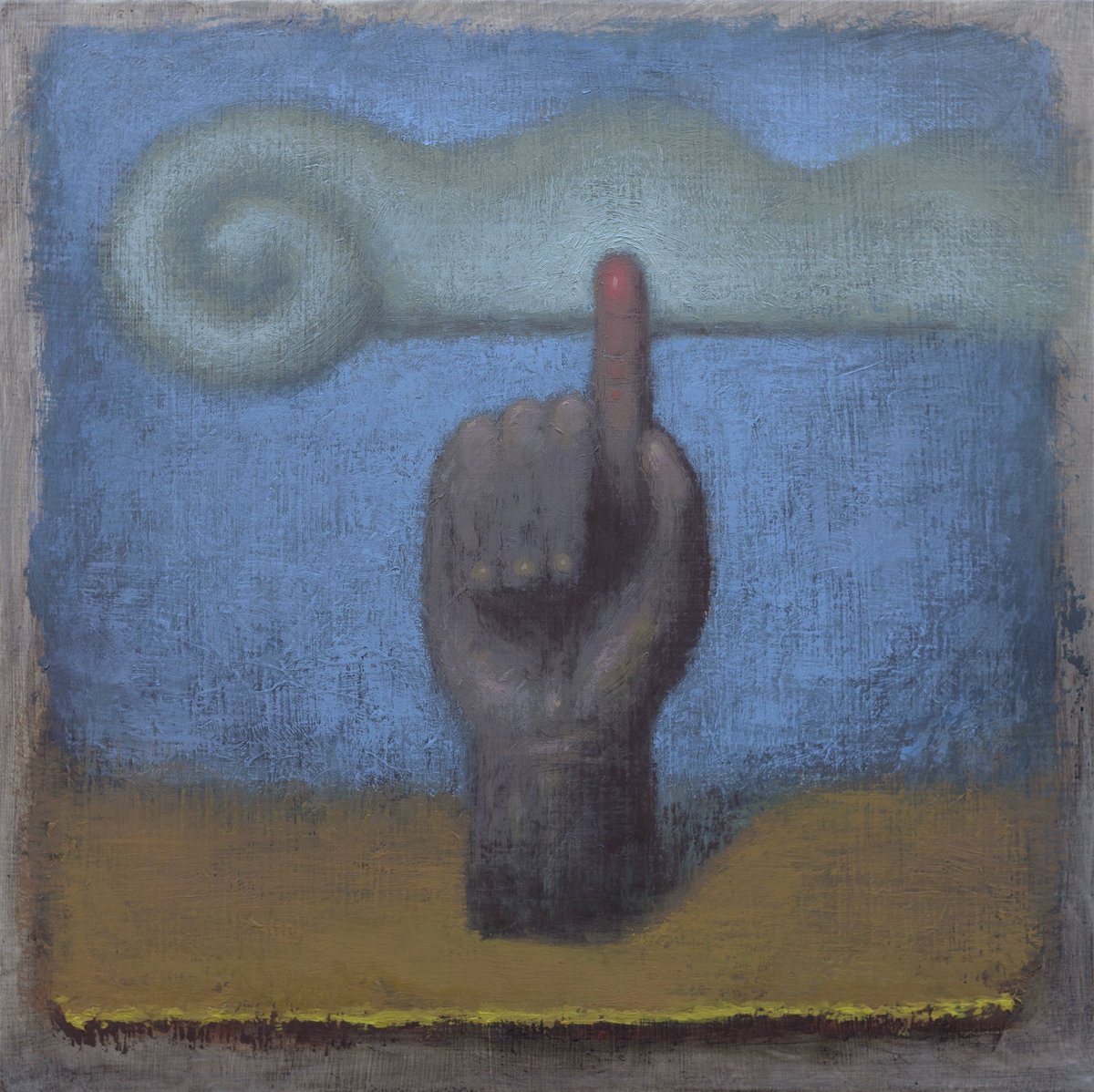 jurndan's tweet image. “Monumental Hand” 12”x12” oil on panel