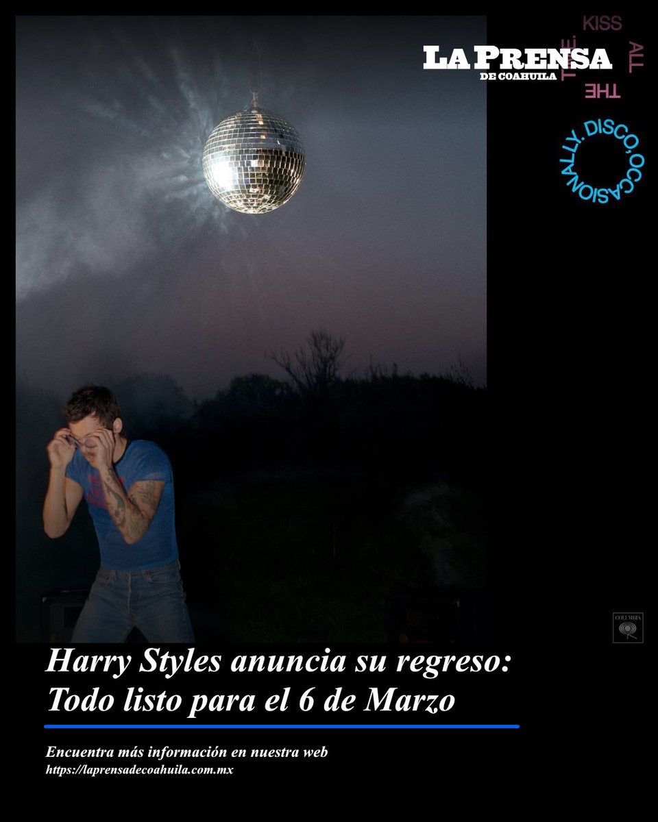 #HarryStyles anunció su regreso con "Kiss All The Time. Disco, Occasionally" que saldrá el 6 de Marzo
¿Están listos para su regreso? 
#musica #hshq #comeback