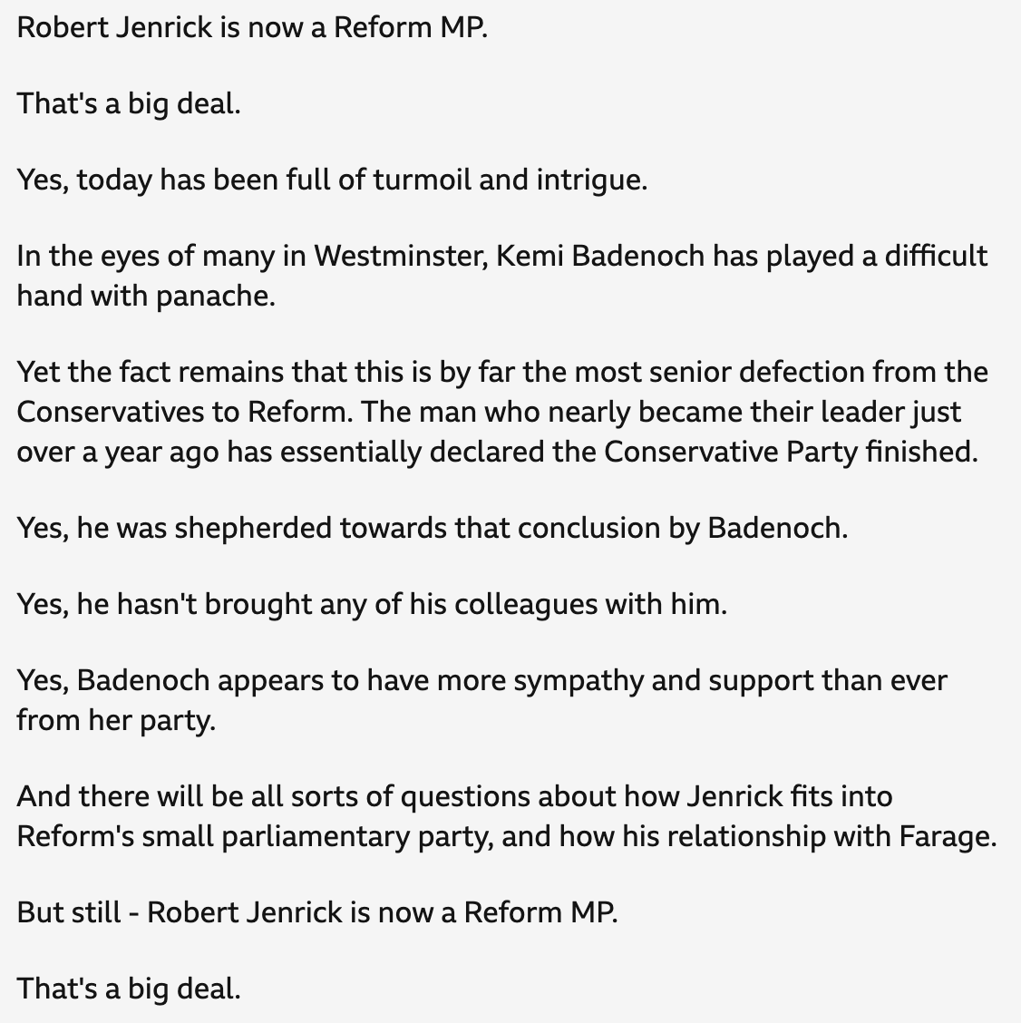 hnjsamuels's tweet image. Absolutely loathe the tiny-paragraph, nothing-of-substance way in which BBC commentary gets written. "That's a big deal" — just completely vacuous.