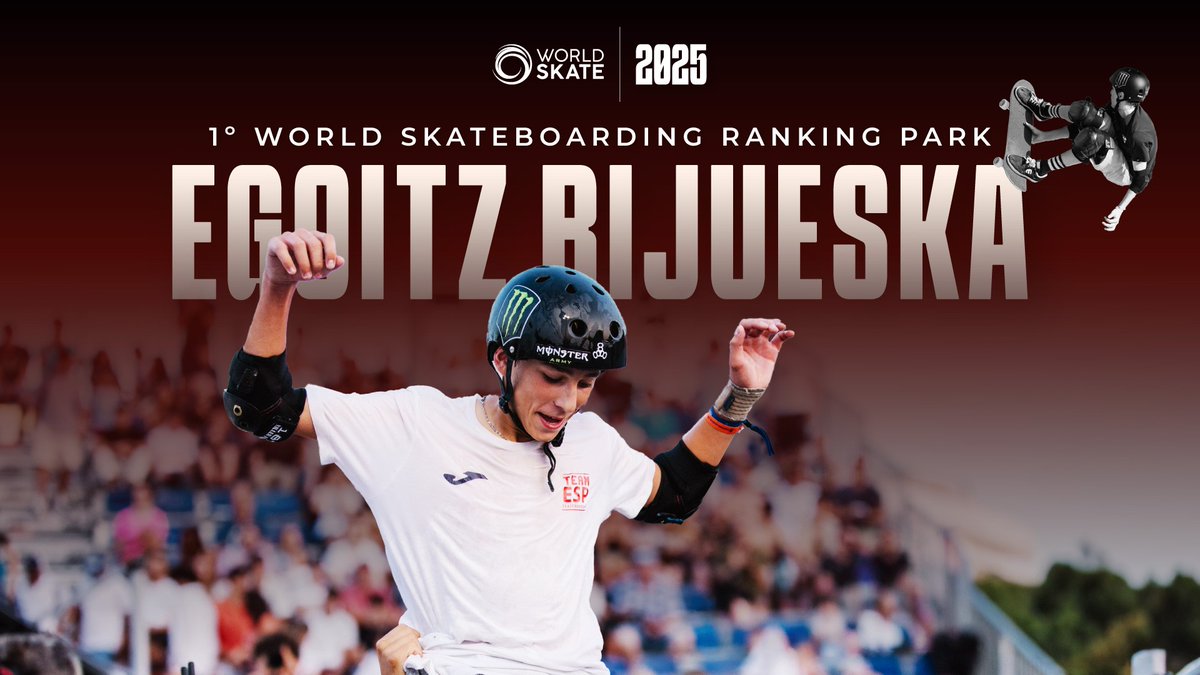 FedPatinaje's tweet image. Egoitz Bijueska se coloca en primera posición del ranking mundial ☝️

El triunfo en la World Cup de Roma 2025 y el quinto puesto en los World Skate Games de Italia le han situado como número uno 🔝 ¡Brutal, Egoitz! 💪

ℹ️ + info: fep.es/noticias/egoit…

#Skateboarding