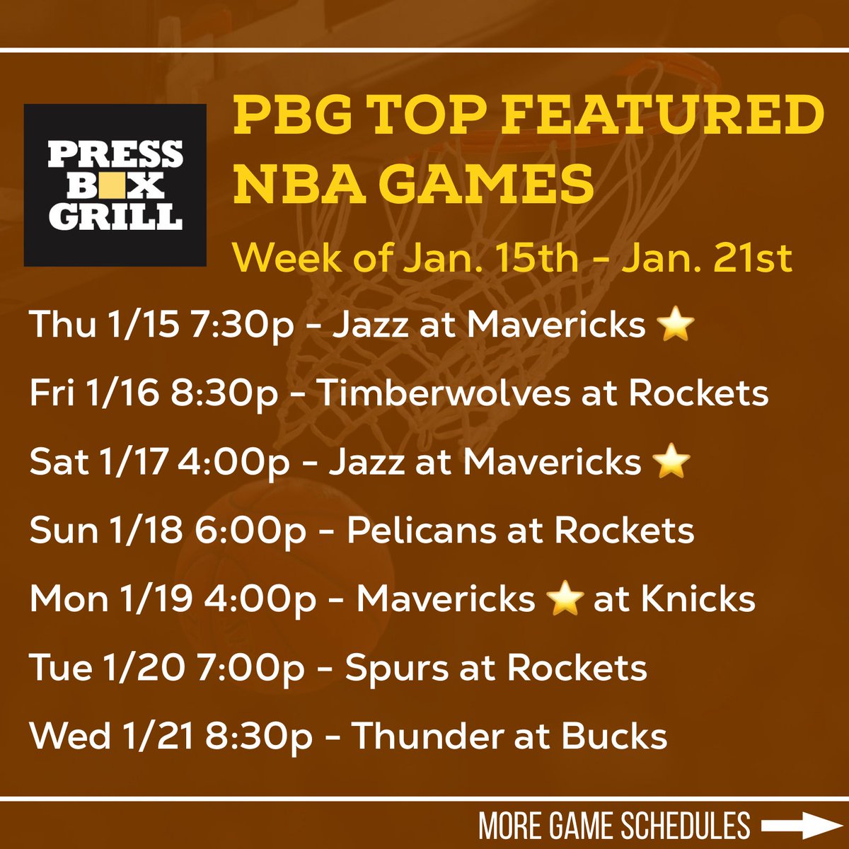 pressboxgrill's tweet photo. Hockey fans, this week’s for you 🏒⭐
Check out our featured NHL, NBA, and NFL games playing all week long at Press Box Grill — with plenty of Stars action on the screens. 

#dallassports #dallassportsbars #downtowndallas #dallas #dallastx https://t.co/scbyBf0Q6F
