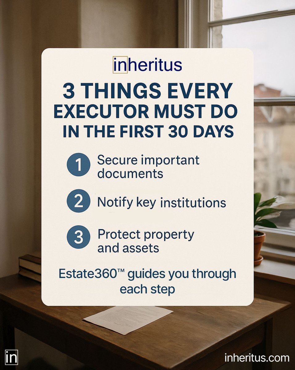InheritusInc's tweet photo. Executor to-do list:
✔️ Documents
✔️ Institutions
✔️ Assets
Estate360™ shows you what to do — and when.
https://t.co/aPBYjFtovN
#ExecutorLife #Estate360 #Inheritus https://t.co/D0wkpGIaIy
