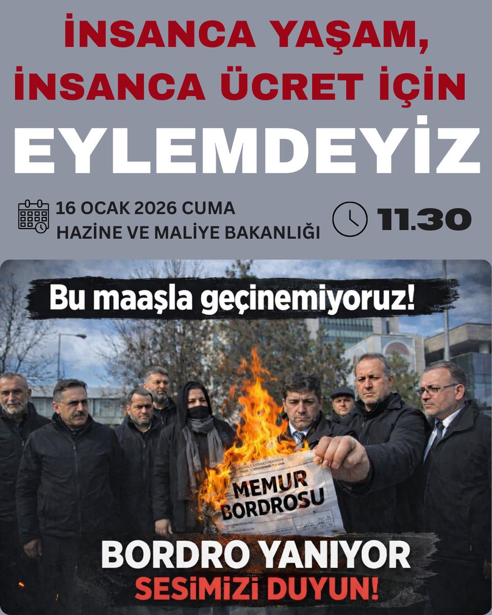 8. Dönem toplu sözleşmenin getirdiği maaş artışı, memurun alım gücünü korumadığı gibi oluşan maaşlar yaşam maliyetini de karşılamaktan çok uzaktır. 
Bu nedenle yeniden başlattığımız eylemselliğin 5. Haftasında yarın 11:30'da  Hazine ve Maliye Bakanlığı önünde olacağız. 

8. toplu