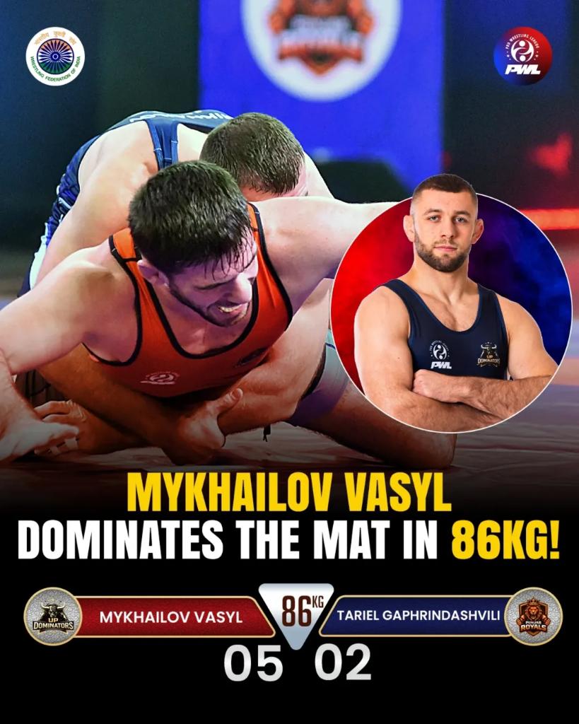 pwl_india's tweet photo. Mykhailov Vasyl makes the 86KG bout his playground at PWL 2026! 🤼‍♂️🔥#PWL2026 #prowrestlingleague #MykhailovVasyl #86KG #wrestlingaction https://t.co/65zujnSX3B