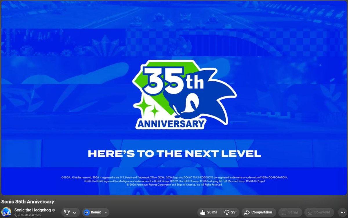 Que video brabo hein, SEGA! Oo, muito bem feito mesmo.
Mas... você quer nos contar alguma coisa? Tipo, alguma novidade pro Sonic em 2026???
Estaremos esperando...