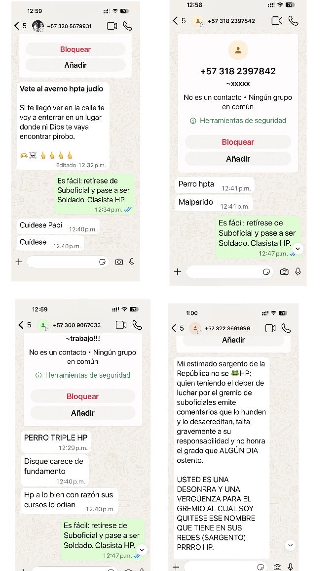 Recibí amenazas de muerte e insultos tras expresar mi apoyo al aumento del 23% en el salario vital propuesto por el gobierno del presidente <a href="/petrogustavo/">Gustavo Petro</a>, que beneficia a soldados e infantes de marina. Esto ocurrió después de haber criticado la posición de algunos suboficiales