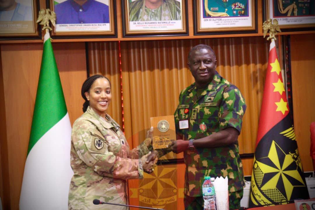 ZagazOlaMakama's tweet photo. NIGERIA–US MILITARY ALLIANCE: COAS ADVOCATES DEEPENED STRATEGIC ENGAGEMENT

The Chief of Army Staff (COAS), Lieutenant General Waidi Shaibu, has called for the deepening of strategic cooperation between the Nigerian Army (NA) and the United States Army in order to effectively respond to Nigeria’s evolving and multifaceted security challenges. The COAS made the call on Wednesday, 14 January 2026, when the United States Defence Attaché to Nigeria, Lieutenant Colonel Semira Moore, paid him a courtesy visit at the Army Headquarters, Abuja.

Lieutenant General Shaibu commended the Government of the United States for its enduring partnership and sustained support to the Nigerian Army. He noted that the NA has benefitted immensely from American military professionalism and institutional expertise, stressing that he and several Principal Staff Officers are alumni of renowned United States professional military institutions, a testament to the depth and impact of the bilateral military relationship.

The COAS emphasized that the Nigerian Army remains keen on leveraging the United States Army’s extensive experience in both kinetic and non-kinetic operations. In this regard, he advocated for expanded avenues of cooperation aimed at enhancing operational effectiveness, institutional capacity, doctrine development and strategic capability. He further underscored that international military partnerships remain critical to complementing Nigeria’s internal security architecture and advancing sustainable peace and stability.

Earlier in her remarks, the United States Defence Attaché, Lieutenant Colonel Semira Moore, expressed appreciation for the cordial and mutually beneficial relationship between the two armies. She reaffirmed her commitment to strengthening existing ties while exploring new areas of collaboration, particularly in capacity building, intelligence sharing and joint operational planning.

Lieutenant Colonel Moore further disclosed that the United States remains committed to supporting the Nigerian Army in key non-kinetic areas, including humanitarian assistance and troop welfare initiatives, which are essential to sustaining morale and operational effectiveness in the field.