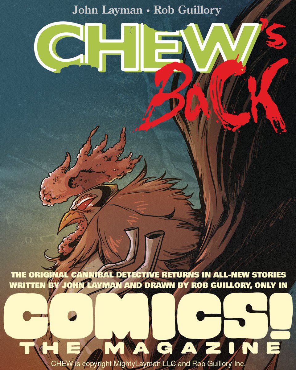 comicsthemag's tweet photo. Take a bite of this: CHEW is back one page at a time, exclusively in COMICS! The Magazine and it starts by taking down a familiar bully named... Adam Freemun.

#chewcomic #indiecomics #comicsthemagazine https://t.co/258j84wc4V