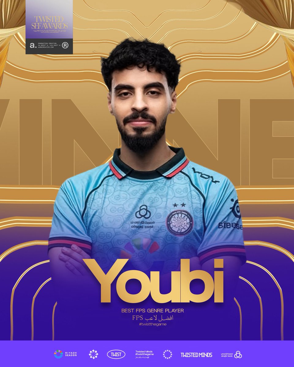 TwisMinds's tweet photo. قائد الساحة وصانع التأثير 🐐

أحمد اليوبي يتوج كأفضل لاعب FPS لموسم 2025 🏆⭐️

#TwistTheGame #SEFAwards https://t.co/cZSiGAsut2