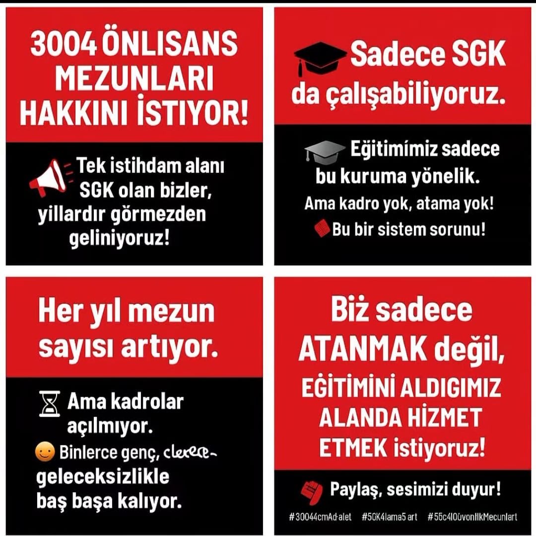 <a href="/isikhanvedat/">Prof. Dr. Vedat Işıkhan</a> <a href="/RTErdogan/">Recep Tayyip Erdoğan</a> <a href="/trt/">TRT</a> 3004 Sosyal Güvenlik mezunları olarak talebimiz nettir: Alanımıza uygun, artırılmış kadro.
<a href="/KavgaciAH/">AHMET KAVGACI</a>
<a href="/bulentugurecevt/">B Uğur Ecevit</a>
#3004AlanÖnceliği    #3004İçinKadro
#3004Adalet