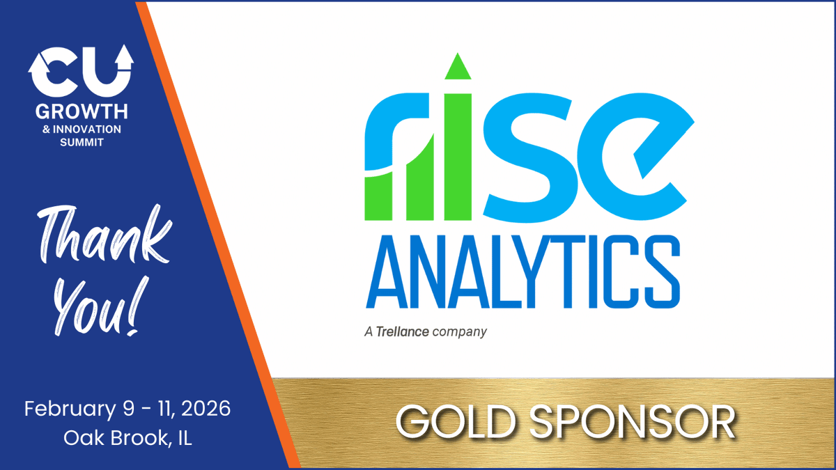 CUGrowthSummit's tweet photo. 📢 We're excited to welcome Rise Analytics as a Gold Sponsor for the CU Growth &amp; Innovation Summit 2026! 
📍 Feb 9–11, 2026 | Oak Brook, IL
🎟️ https://t.co/CQUCtrTGKC

#CUGrowthSummit #CreditUnions #FintechAnalytics https://t.co/UMz1WINqkX