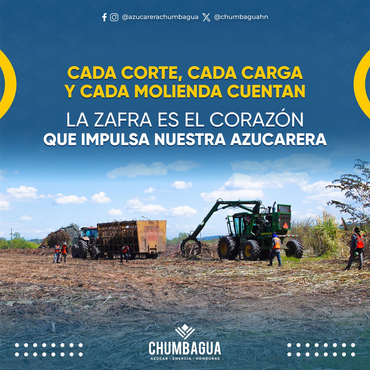 Chumbaguahn's tweet photo. 🎋🗣️ Sabias que la zafra involucra a cientos de colaboradores: cortadores, operadores, técnicos, transportistas y personal administrativo, todos fundamentales para el éxito de la operación.🚜🌱
.
.
#ChumbaguaHN #Zafra #Desarrollo #Empleos #Honduras https://t.co/l4Ulua7orU