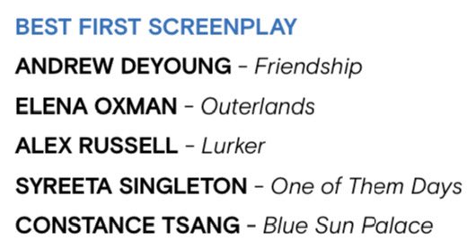 Road2Oscars's tweet photo. After watching #Outerlands, I’ve now seen all the 2026 #SpiritAwards Best 1st Screenplay nominees!
As much as I liked #Outerlands, I’ll be voting for #OneOfThemDays which was a fun ride start to finish! https://t.co/1mFVirreFt