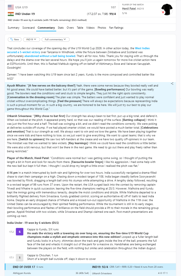 dseinsights's tweet photo. @AnonymousA47374 @AdamTheofilatos FWIW. This is what the coverage of the Tanzania game looked like, vs the India game had ball by ball coverage, updates, and post game reviews and interviews. This is not rage bait, this is the reality of cricket journalism in the rest of the world. https://t.co/KGrOsVHcF4