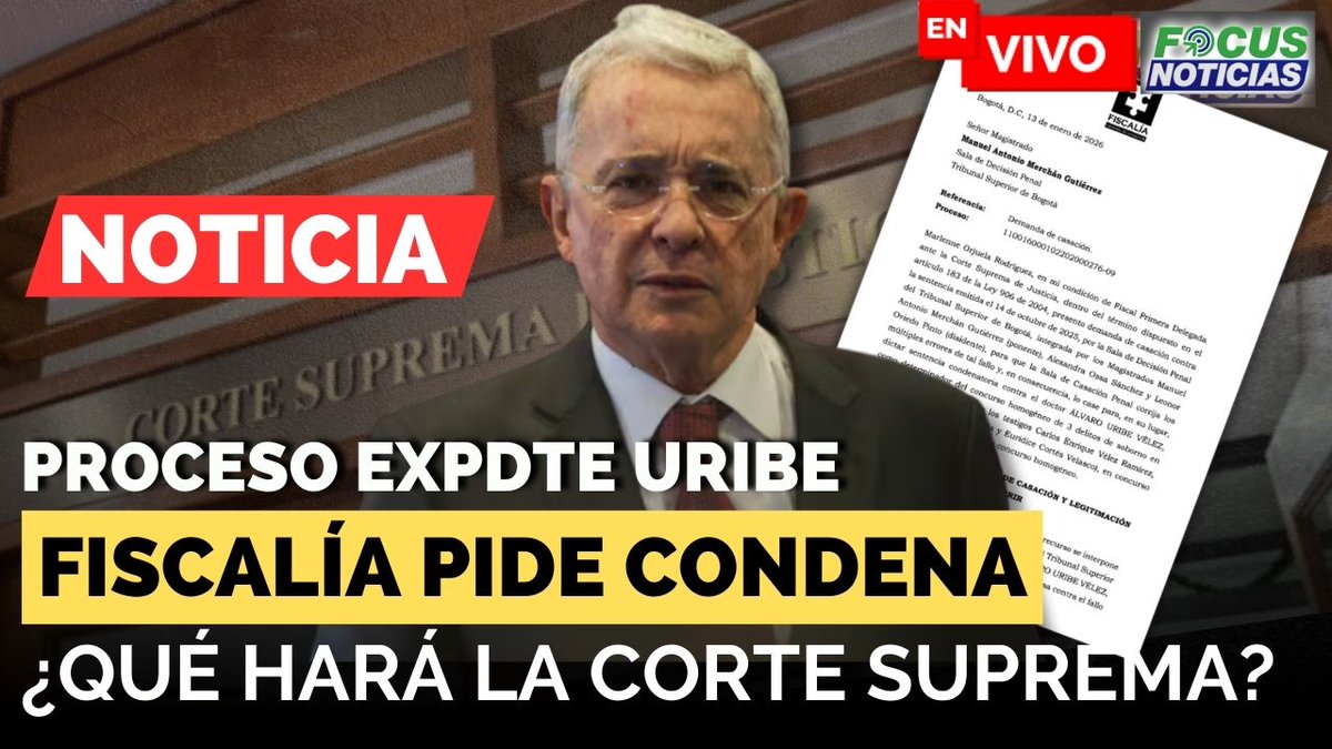 focusnoticia's tweet image. 🔴#ENVIVO. [Caso Expresidente #ÁlvaroUribe] Fiscalía Pide #Condena en Recurso de #Casación ¿Qué hará la Corte Suprema de Justicia?🔴Vea el Análisis con Destacados Abogados Penalistas Aquí #FocusNoticias 

👇 
youtube.com/watch?v=S4tG_X…

Web 
focusnoticias.com/fiscalia-prese…