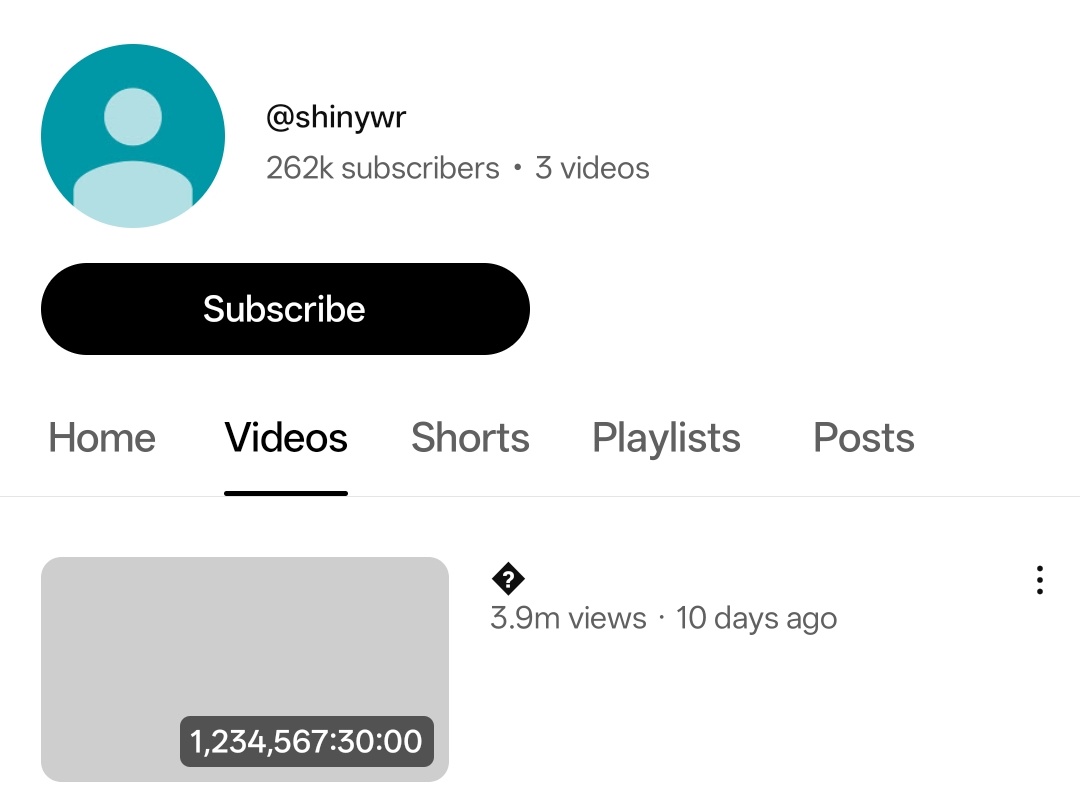 YouTube में वीडियो की लिमिट 12 घंटे होती है,
लेकिन इस चैनल ने करीब 140 साल लंबा वीडियो अपलोड करके YouTube को भी सोच में डाल दिया है।
ना आवाज़ है, ना कुछ दिखता है…
फिर भी व्यूज़ मिलियन में हैं 😶