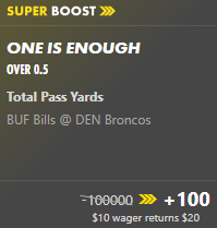 Promos319's tweet photo. Bet365 boost (FREE MONEY) - Bills vs Broncos over 0.5 passing yards, boosted to +100 🏈

Would max this at every bankroll 🔨 https://t.co/UoRZf87EA3