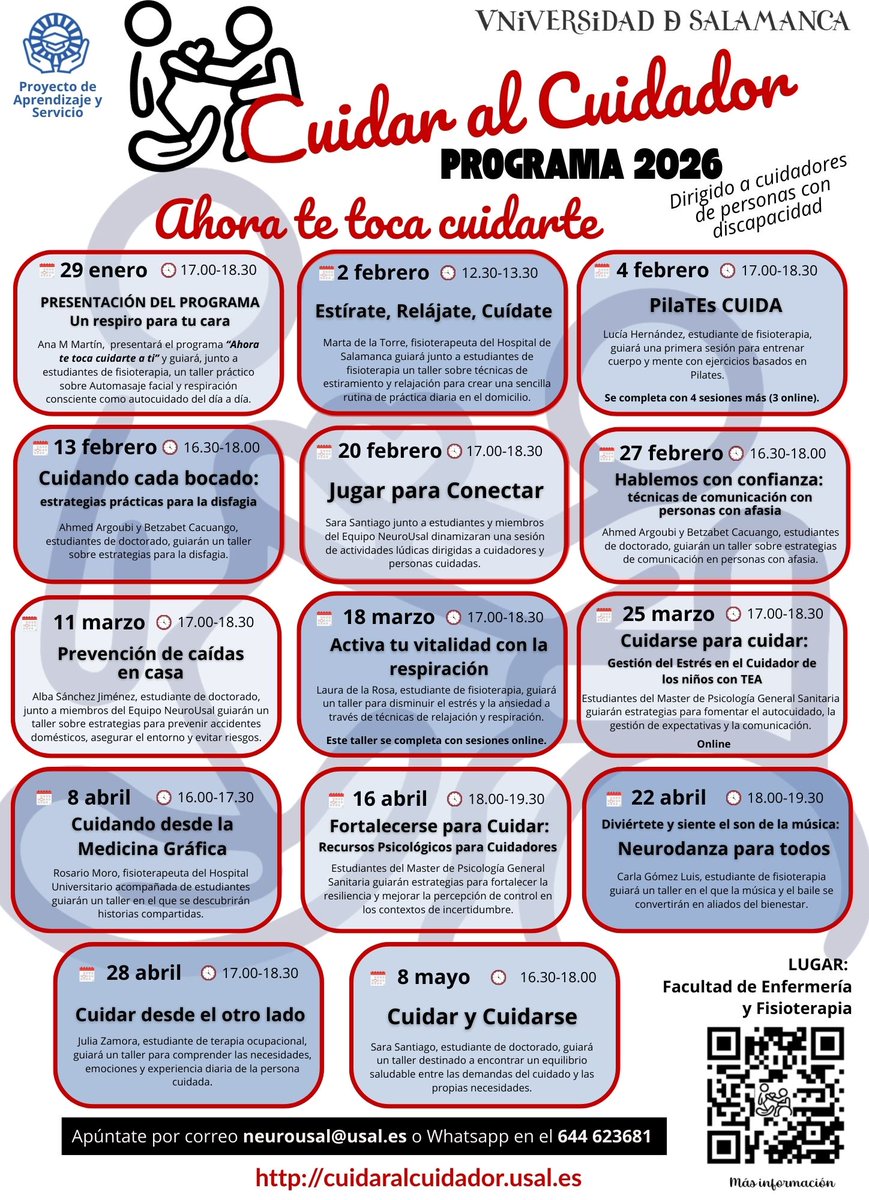 La <a href="/usal/">Universidad de Salamanca</a>  promueve el bienestar físico, emocional y social de los cuidadores de personas con discapacidad crónica <a href="/neurousal/">Equipo de Investigación en Neurorrehabilitación</a> comunicacion.usal.es/usal-promueve-…