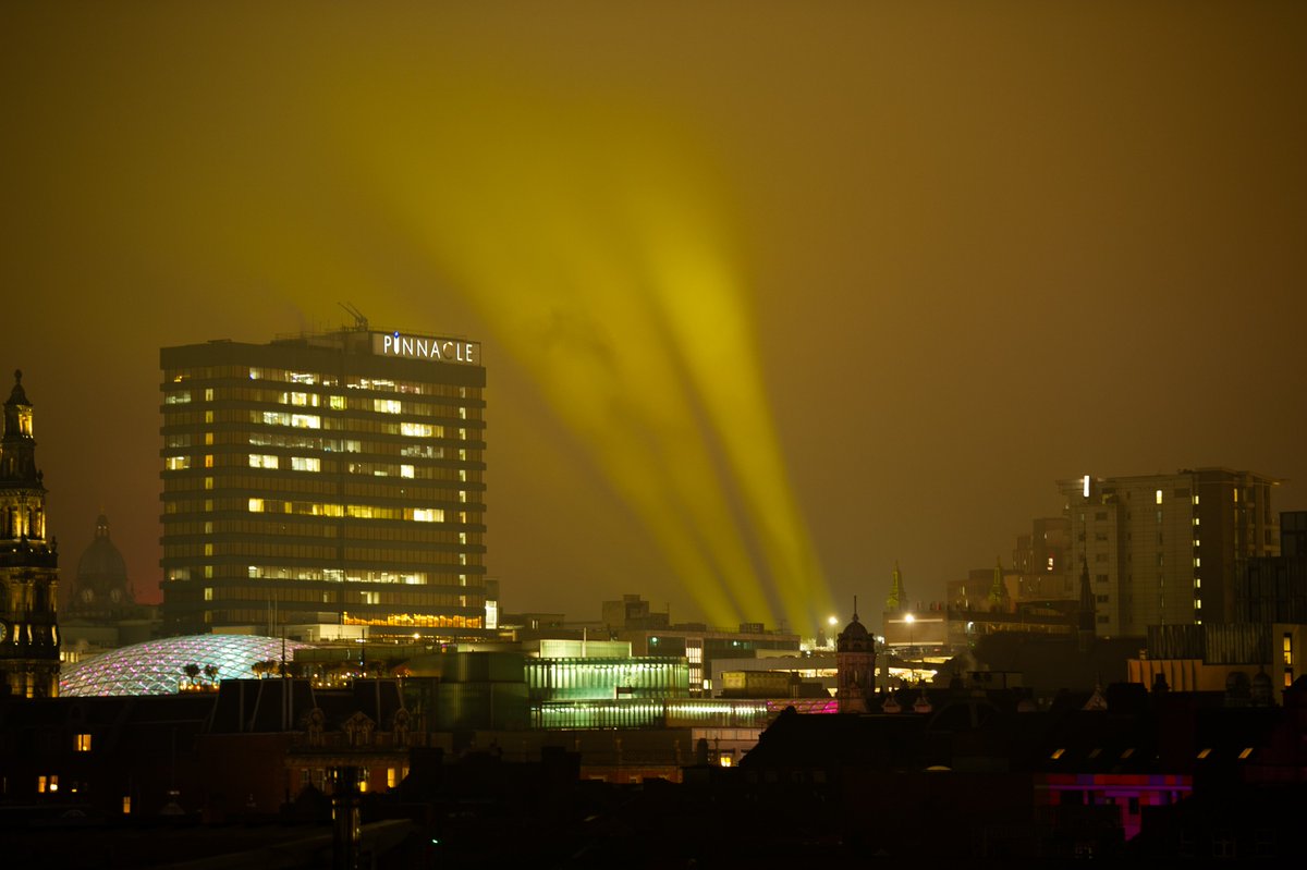 Anyone know what the #searchlights in #Leeds this evening are for? I noticed them in the wee small hours of this morning too.