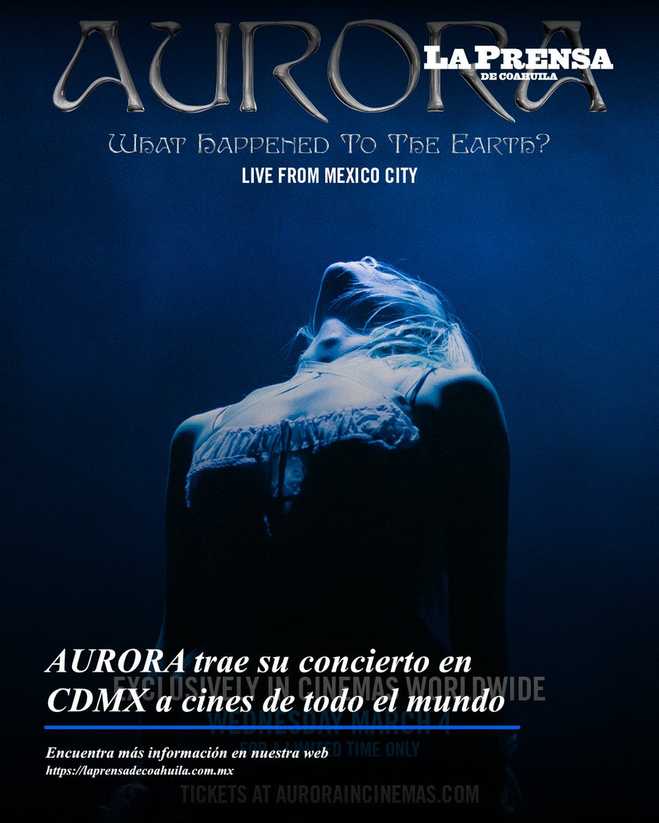 #AURORA se une a #twentyonepilots y #straykids llevando su concierto en #CDMX a los cines de todo el mundo.
La preventa estará disponible a partir del 22 de Enero y su estreno será el 4 de Marzo
¿Irás a verla? Cuéntanos en comentarios