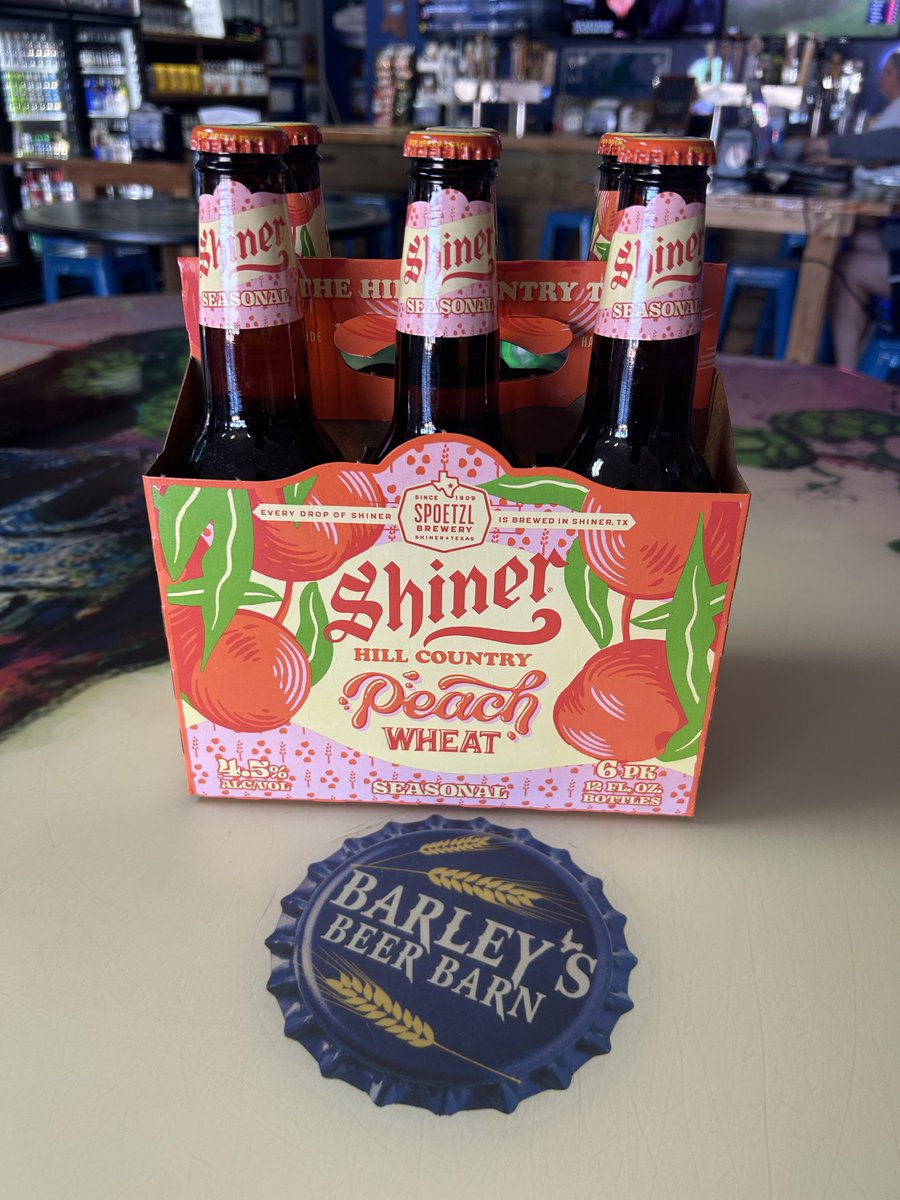 Hill Country Peach Wheat from Shiner Beer is here. This Seasonal is available in bottles. Come see us to stock your fridge!! 
#bestbeerstore #yourbeerstore #BBB #craftbeer #beer #pints #growlers #cigars #beerstore #seasonalbeers #giftcards #beer  #beerlovers #beerlovers