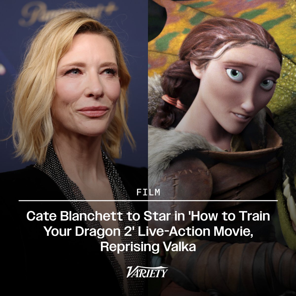Cate Blanchett will star in the live-action “How to Train Your Dragon 2” as Valka, reprising the role she voiced in the original animated trilogy.

The movie is set to release in theaters on June 11, 2027.

variety.com/2026/film/news…