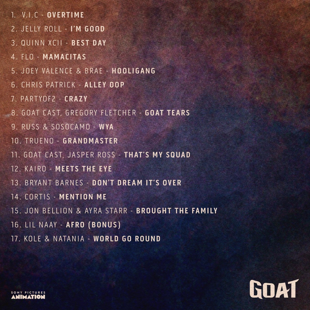 Jon Bellion is featured on the soundtrack of 'GOAT', the new movie by Sony Pictures. His song, 'Brought The Family', is a collaboration with Ayra Starr (<a href="/ayrastarr/">Celestial being</a>) and will be available on February 13.

Pre-save now: goatmovie.lnk.to/Presave