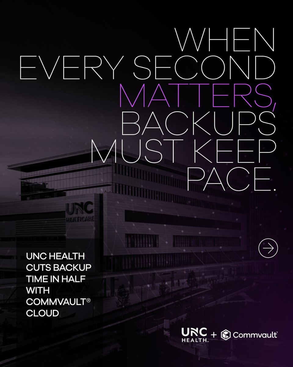 Resilience looks different in healthcare.

This Get To Know Your Customer Day, discover how UNC Health built a faster, simpler backup strategy, so teams can focus on what matters most: uninterrupted patient care. bit.ly/4pEWhXo

#GetToKnowYourCustomerDay #HealthcareIT