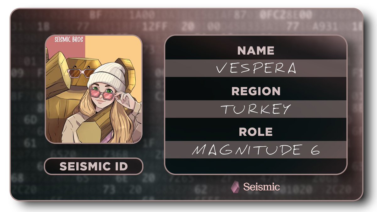 vespera_35's tweet photo. Look at my Seismic ID Card🥰 

Thank you @OlegReyesX for this amazing ID Card https://t.co/lLHgMAeQ6q
