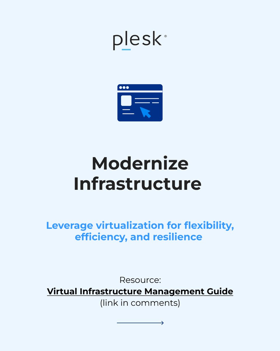 Plesk's tweet image. Upgrading your hosting stack in 2026?  Boost performance, automate operations, and scale smarter with Plesk. 

Learn how in the Plesk Professional Course: b.link/7qthrdw5  

Upgrade your hosting infrastructure with Plesk!
