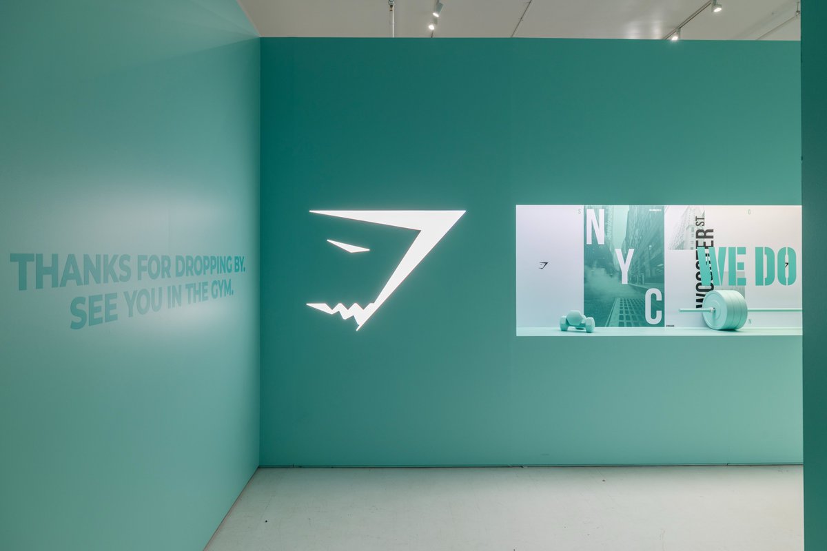 PinkSparrow_'s tweet photo. Pink Sparrow x Gymshark, round 2. Soho pop shop is back and this time we flipped the script—taking the space from deep red holiday vibes to a mint-green New York City theme🗽 🏋️‍♂️ https://t.co/6acmptoLgR