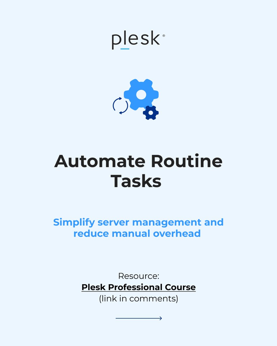 Plesk's tweet image. Upgrading your hosting stack in 2026?  Boost performance, automate operations, and scale smarter with Plesk. 

Learn how in the Plesk Professional Course: b.link/7qthrdw5  

Upgrade your hosting infrastructure with Plesk!