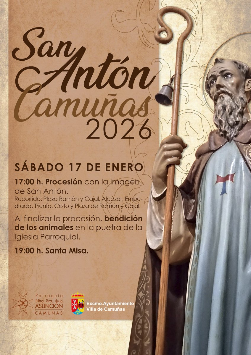 En honor a San Antonio Abad.
Este sábado 17 de enero viviremos su procesión, la bendición de los animales y la celebración de la Santa Misa.