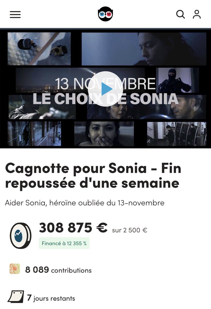 Et finalement comme les dons ne s’arrêtent pas, la cagnotte pour Sonia est prolongée d’une semaine. Cette solidarité nationale est incroyable. Merci pour elle. fr.ulule.com/cagnotte-pour-…