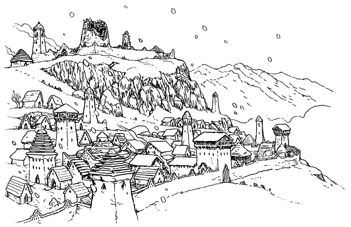 Fresh snowfall at the eastern gate of Karazad, City of Necromancers