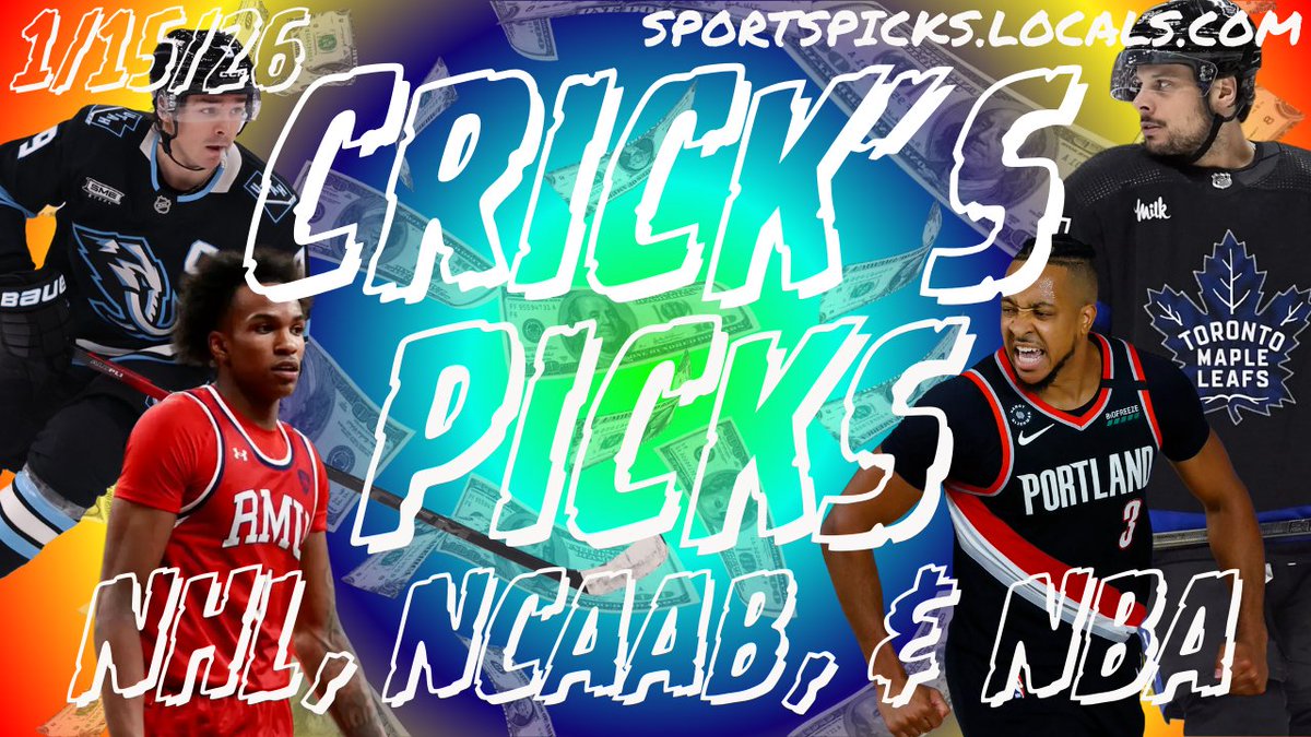 Crickett1414's tweet image. Crick's Picks: NHL, NCAAB, &amp;amp; NBA - 1/15/26

You &amp;amp; Your Beautiful Families STAY SAFE Out There!! Good Luck &amp;amp; Good Gamblin!!!!

@barnes_law @gameon_picks @joes_talk @propnosis @brofect1 @heavy_steps @FearTheBeardo @MasteringRumble @LeetLargo @LawsKeys @Purplesamurai97 @MillyGoats…