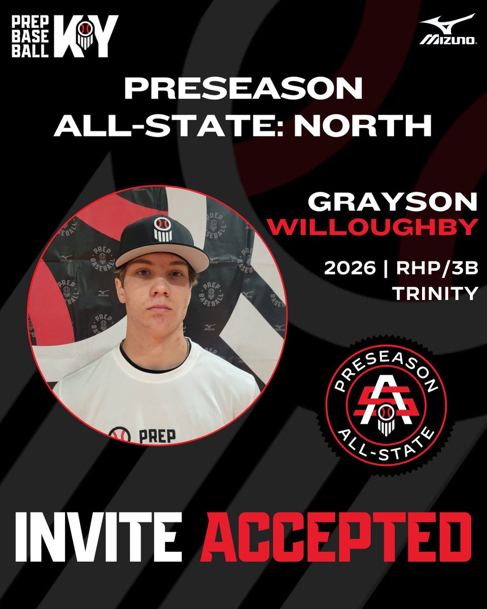 PrepbaseballKY's tweet image. 🎟️ PSAS NORTH: INVITE ACCEPTED 🎟️

2026 RHP/3B Grayson Willoughby (@TrinityHSBBall) has accepted his invite to this year’s Preseason All State North!

Nationally ranked #56 overall (#17 RHP), state ranked #1 overall (#1 RHP)

@UKBaseball commit

👤 &amp;gt;&amp;gt; loom.ly/dL9Ql4E ||…