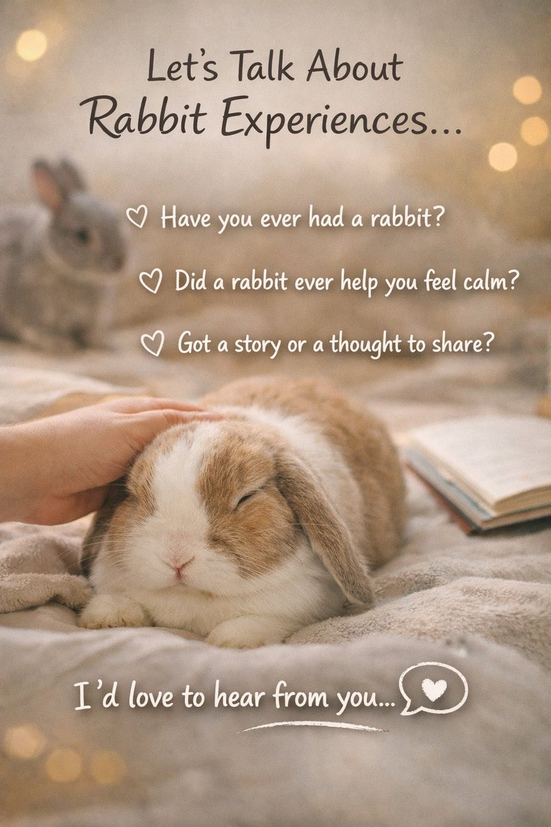 noah_jimerson's tweet photo. I’m exploring an idea around animal-assisted experiences and would value thoughtful perspectives.
Rabbits are often overlooked
If you’ve had experience with rabbits in a personal, educational, or care setting, I’d appreciate hearing your insights or stories. https://t.co/l19oQSCfOm