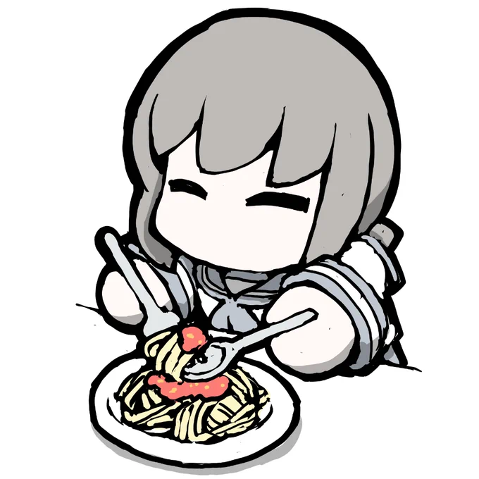 艦これラクガキ、今日はパスタ!まめふぶ^^