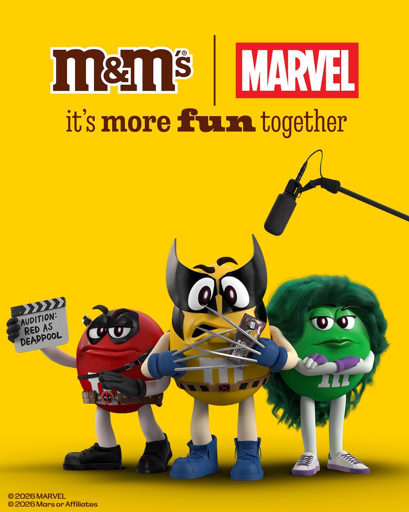 AvengersUpdated's tweet image. M&amp;amp;M’s has announced a collaboration with Marvel Studios in anticipation of ‘AVENGERS: DOOMSDAY’

The campaign will feature Yellow as Wolverine, Red as Deadpool, Blue as Daredevil, Purple as Elektra, Green as She-Hulk, Brown as Yelena and Orange as Red Guardian.

(via:…