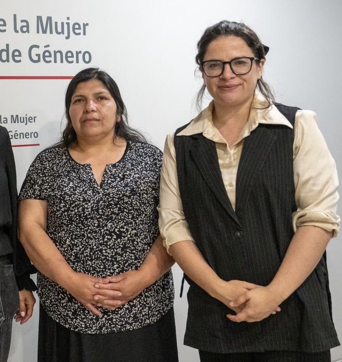 _1978_cristobal's tweet image. En la foto, tomada hace unos meses, vemos a la ministra de la Mujer, Antonia Cósmica Orellana, apoyando a Jeannette Troncoso, hija de Julia Chuñil y que hoy está acusada, junto a sus hermanos, por el macabro crimen de su madre.
Este gobierno octubrista hizo el ridículo otra vez