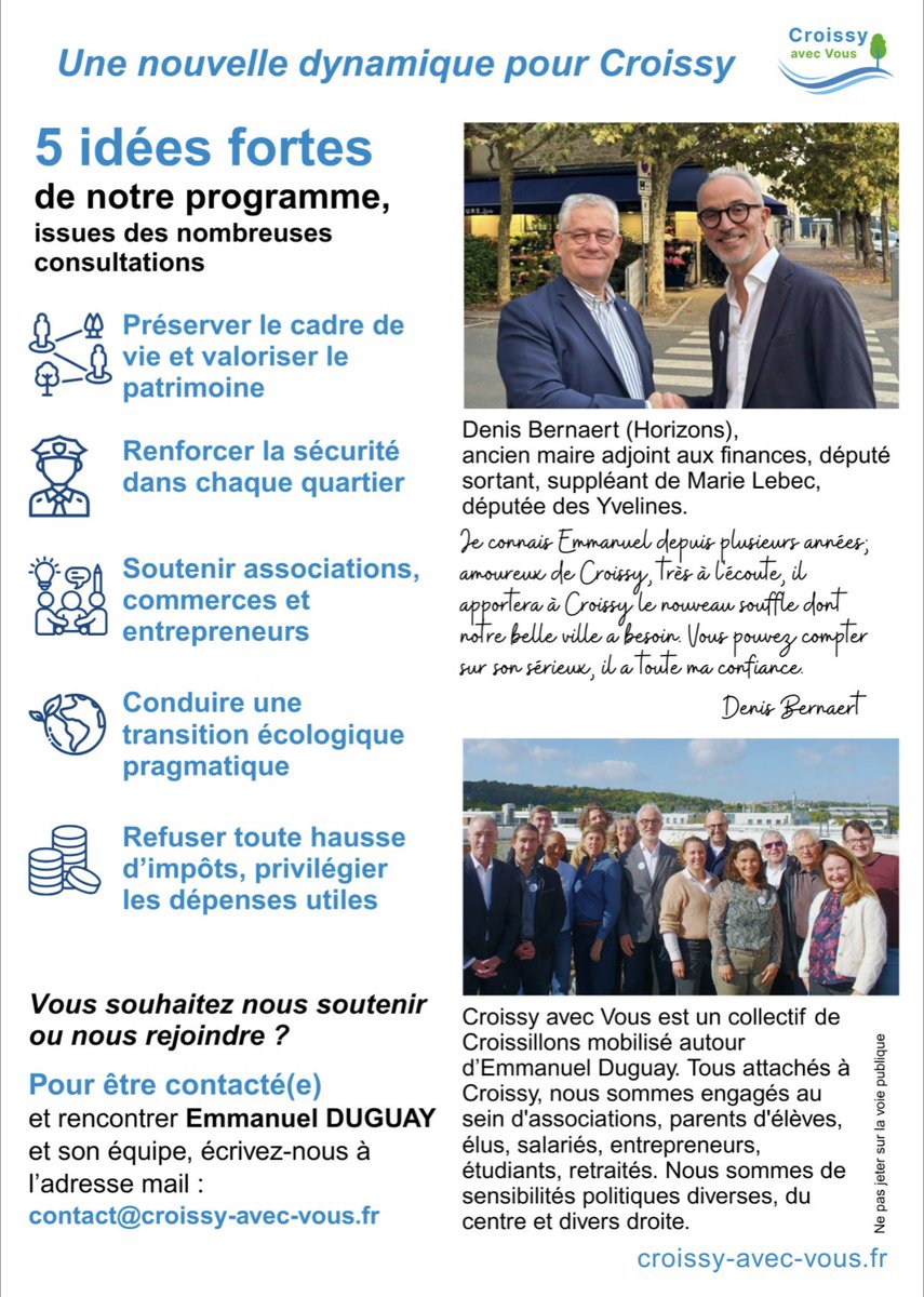 fmgrau's tweet image. Pour une nouvelle dynamique à Croissy-sur-Seine avec la liste « Croissy Avec Vous » emmenée par Emmanuel Duguay !

Retrouvez-nous sur les réseaux sociaux et retrouvez les grands axes de notre programme sur internet : croissy-avec-vous.fr